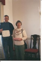 Shirley Baltz Receives Certificate from Richard Padgett